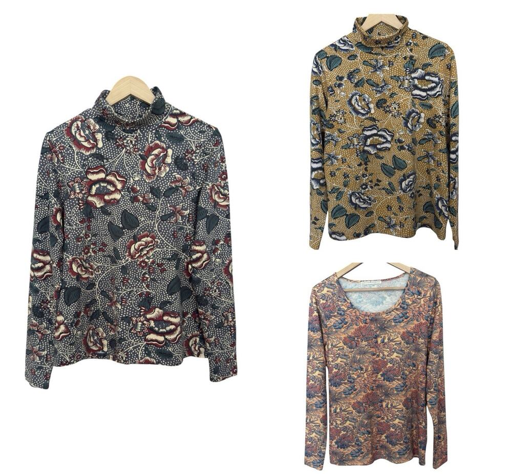 Bundle Of 3 Peruvian Connection Long Sleeve Floral Tops Size L